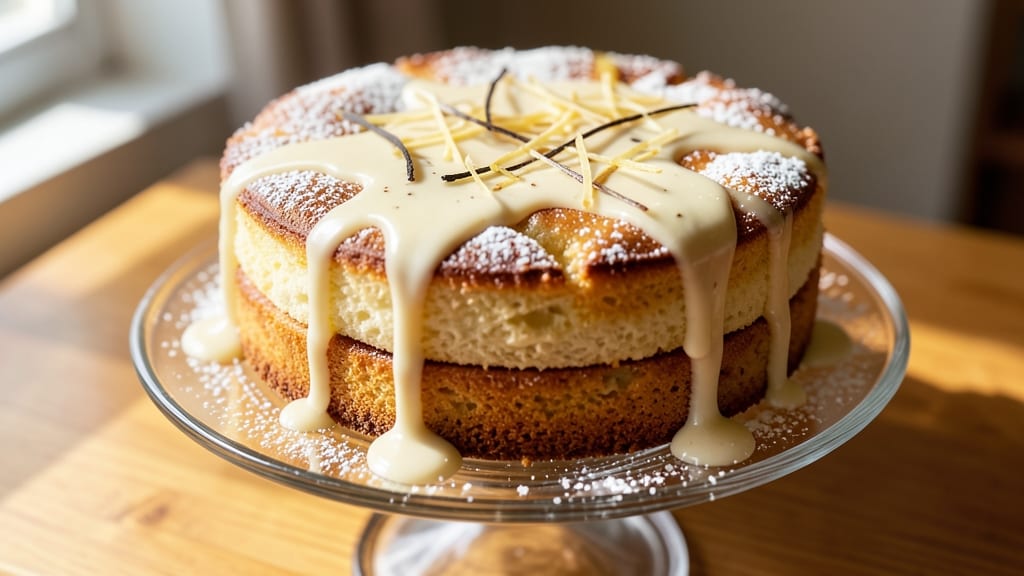 Classic Vanilla Butter Cake with Buttermilk Sauce Recipe: Layers of Moistness and Tangy Drizzle