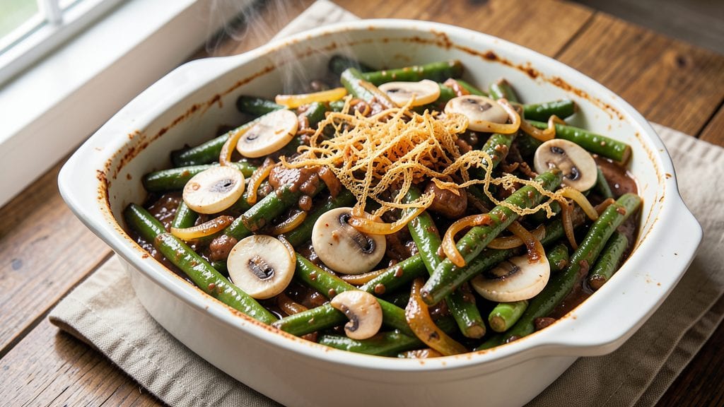 French Green Bean Casserole Recipe With Worcestershire Sauce: Umami-Kissed Crispy-Top Comfort